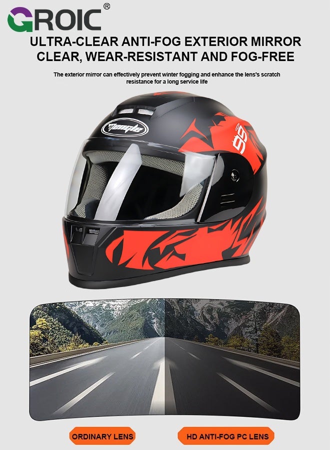 GROIC Motorcycle Helmet, Matte Black with Red Graphic, Helmet for Street and Track Riders, Ventilation and Safety Design, Lightweight Helmet for Men and Women, Motorbike and Electric Bike Riding - Image 3